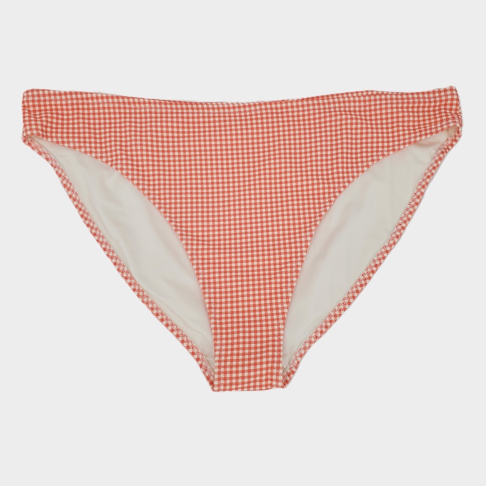 Old Navy Women 3X Gingham Mid Rise Medium Coverage Bikini Bottom Red Stretch New